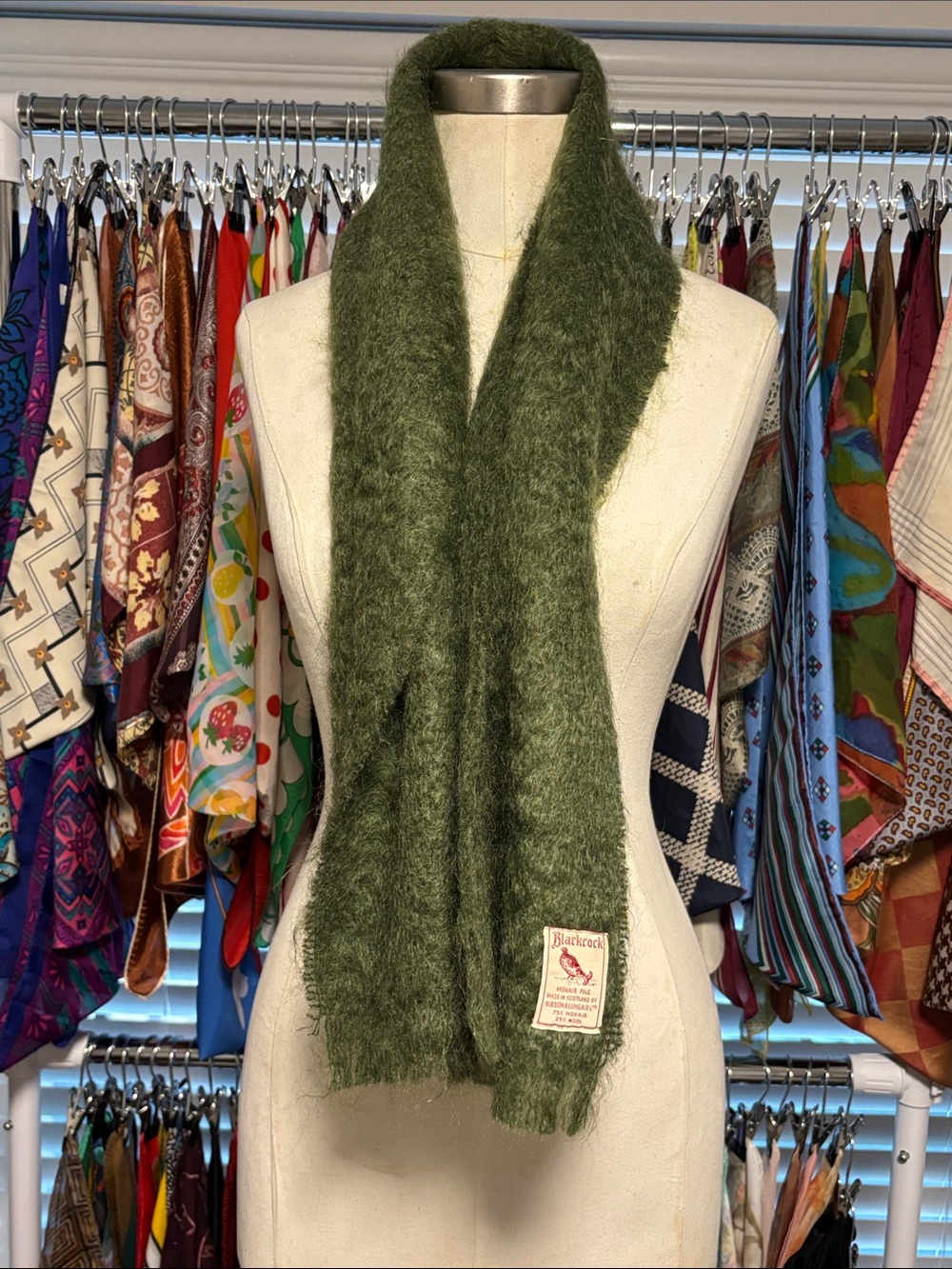 Vintage Blackcock mohair/wool jade color scarf